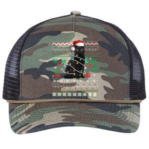 Black Cat Ugly Christmas Santa Cat Cool Gift Retro Rope Trucker Hat Cap