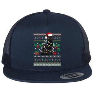 Black Cat Ugly Christmas Santa Cat Cool Gift Flat Bill Trucker Hat