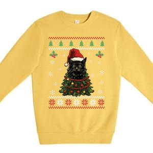 Black Cat Ugly Christmas Xmas Kitten Dults Great Gift Premium Crewneck Sweatshirt