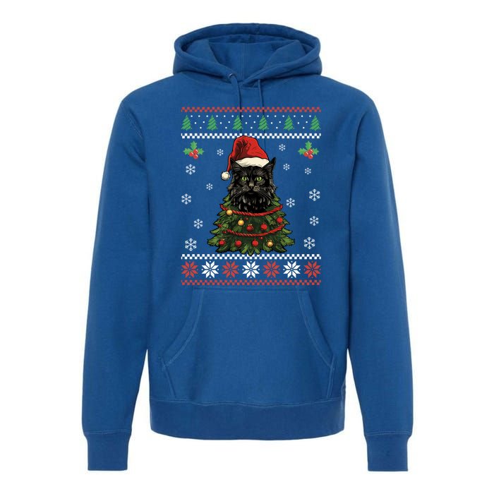 Black Cat Ugly Christmas Xmas Kitten Dults Great Gift Premium Hoodie