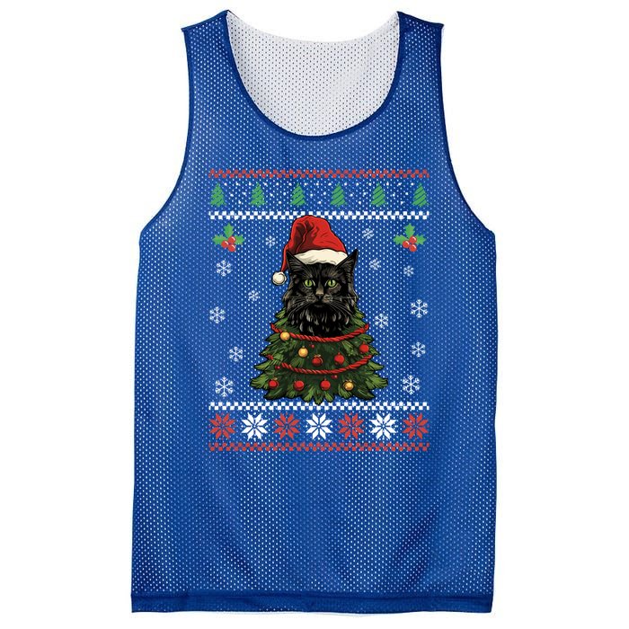 Black Cat Ugly Christmas Xmas Kitten Dults Great Gift Mesh Reversible Basketball Jersey Tank