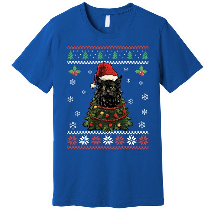 Black Cat Ugly Christmas Xmas Kitten Dults Great Gift Premium T-Shirt