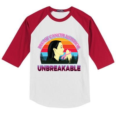 Breast Cancer Unbreakable Warrior Survivor Awareness Month Gift Kids Colorblock Raglan Jersey