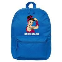 Breast Cancer Unbreakable Awareness Support Warrior Meaningful Gift 16 in Basic Backpack