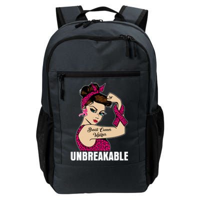 Breast Cancer Unbreakable Awareness Support Warrior Meaningful Gift Daily Commute Backpack