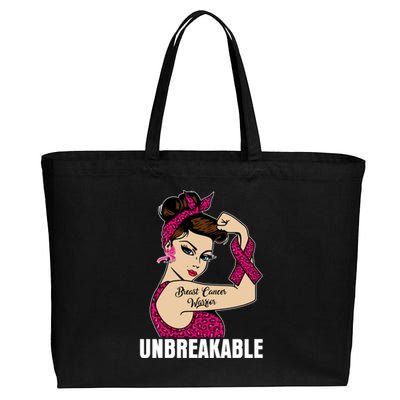 Breast Cancer Unbreakable Awareness Support Warrior Meaningful Gift Cotton Canvas Jumbo Tote