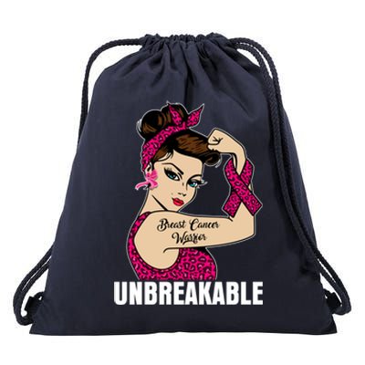 Breast Cancer Unbreakable Awareness Support Warrior Meaningful Gift Drawstring Bag