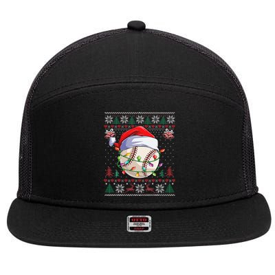 Baseball Christmas Ugly Sweater Funny Santa Sport Men Kids 7 Panel Mesh Trucker Snapback Hat