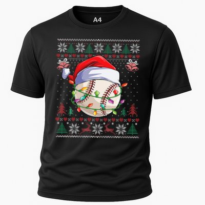 Baseball Christmas Ugly Sweater Funny Santa Sport Men Kids Cooling Performance Crew T-Shirt