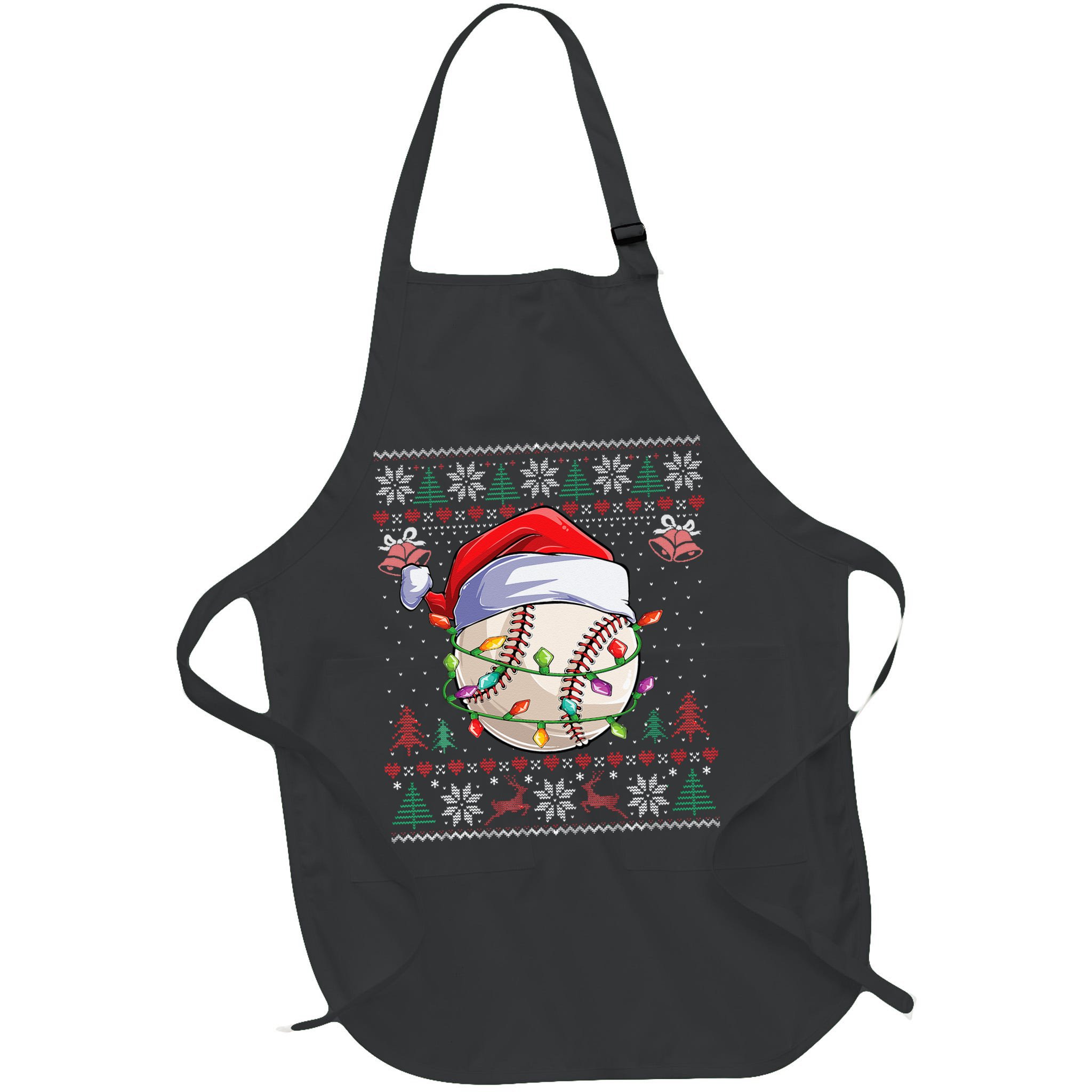 Baseball Christmas Ugly Sweater Funny Santa Sport Men Kids Apron