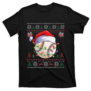 Baseball Christmas Ugly Sweater Funny Santa Sport Men Kids T-Shirt