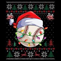 Baseball Christmas Ugly Sweater Funny Santa Sport Men Kids Tall T-Shirt