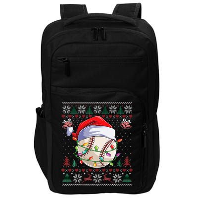 Baseball Christmas Ugly Sweater Funny Santa Sport Men Kids Impact Tech Backpack