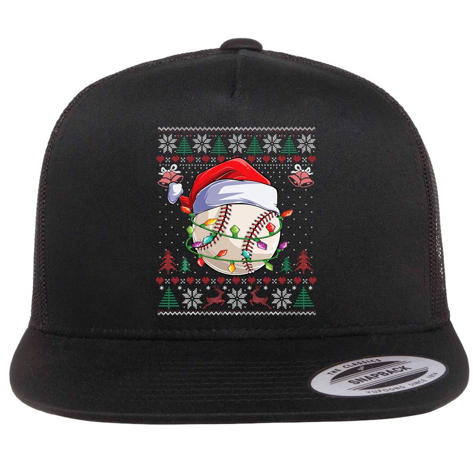 Baseball Christmas Ugly Sweater Funny Santa Sport Men Kids Flat Bill Trucker Hat