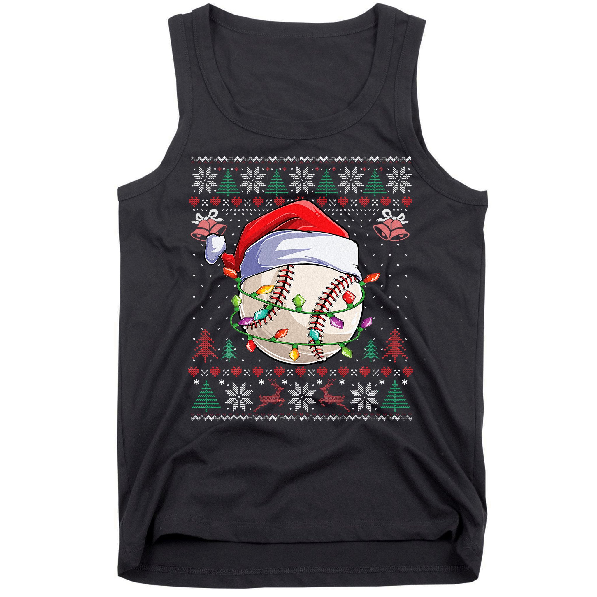 Baseball Christmas Ugly Sweater Funny Santa Sport Men Kids Tank Top