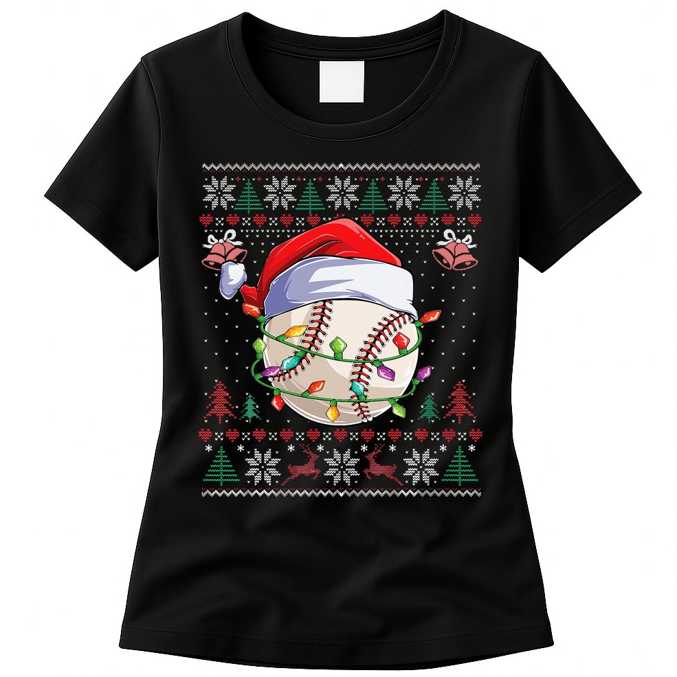Baseball Christmas Ugly Sweater Funny Santa Sport Men Kids Womens T-Shirt