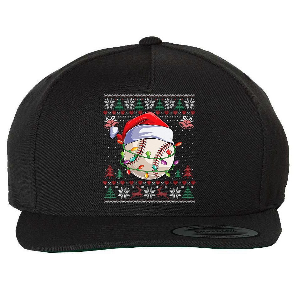 Baseball Christmas Ugly Sweater Funny Santa Sport Men Kids Wool Snapback Cap