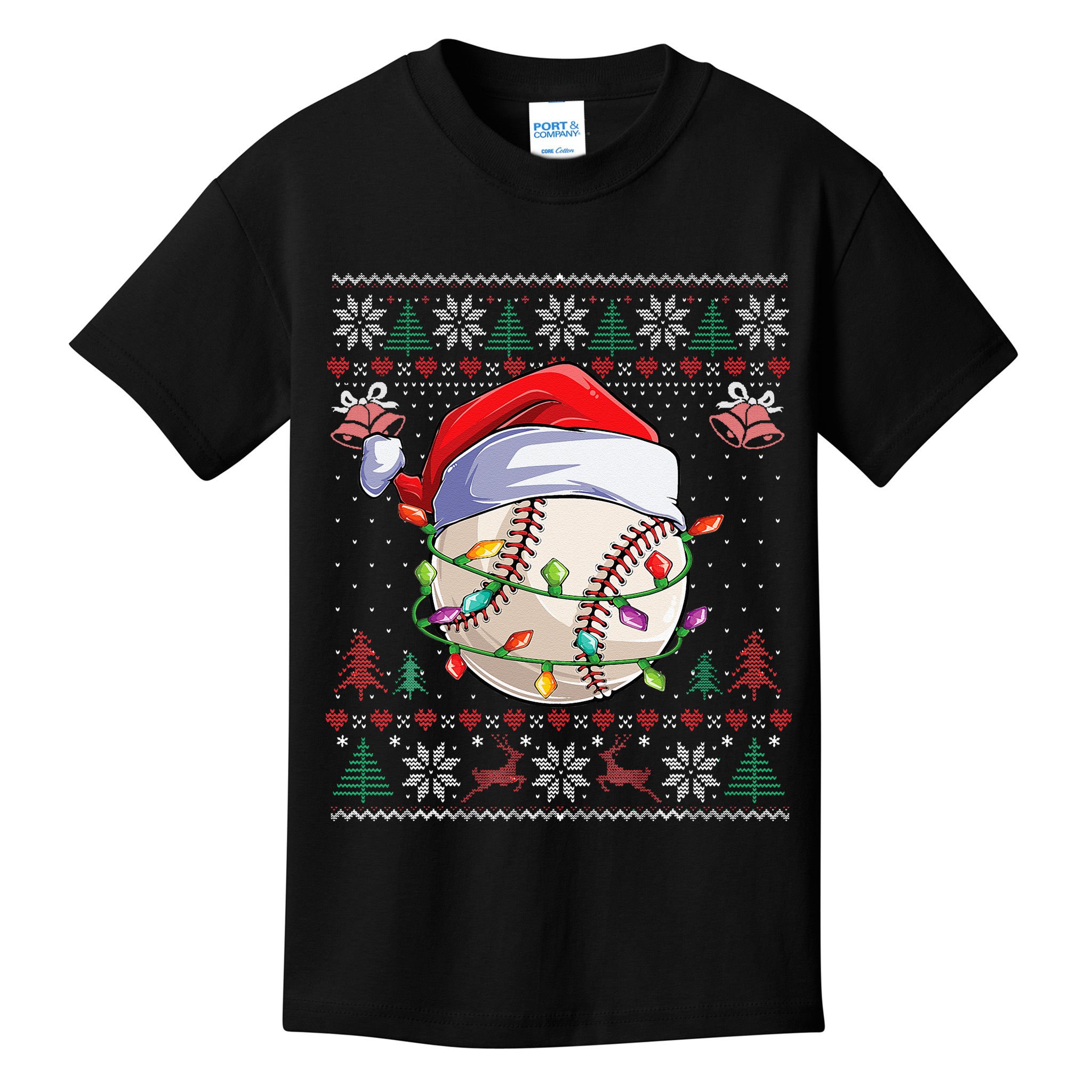 Baseball Christmas Ugly Sweater Funny Santa Sport Men Kids Kids T-Shirt