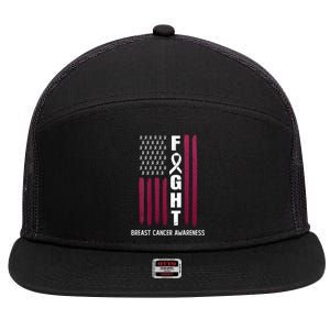 Breast Cancer Usa Flag 7 Panel Mesh Trucker Snapback Hat