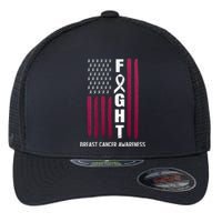 Breast Cancer Usa Flag Flexfit Unipanel Trucker Cap