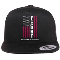 Breast Cancer Usa Flag Flat Bill Trucker Hat