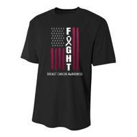 Breast Cancer Usa Flag Youth Performance Sprint T-Shirt