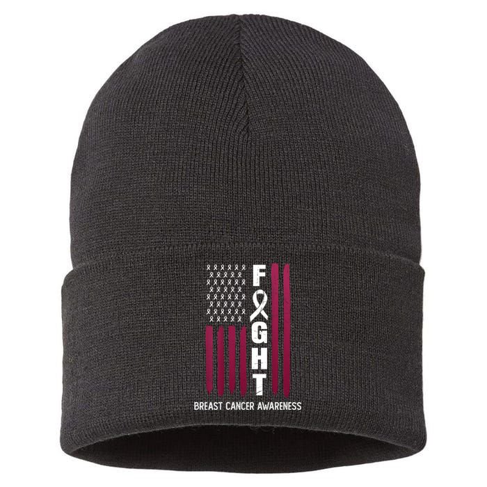 Breast Cancer Usa Flag Sustainable Knit Beanie