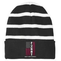 Breast Cancer Usa Flag Striped Beanie with Solid Band