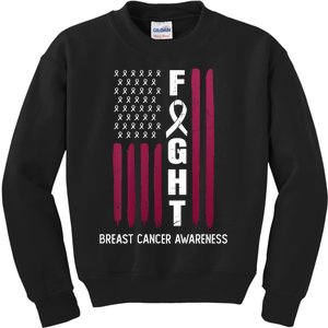 Breast Cancer Usa Flag Kids Sweatshirt