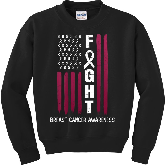 Breast Cancer Usa Flag Kids Sweatshirt