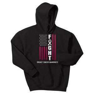 Breast Cancer Usa Flag Kids Hoodie