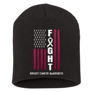 Breast Cancer Usa Flag Short Acrylic Beanie