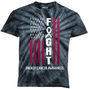 Breast Cancer Usa Flag Kids Tie-Dye T-Shirt