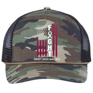 Breast Cancer Usa Flag Retro Rope Trucker Hat Cap