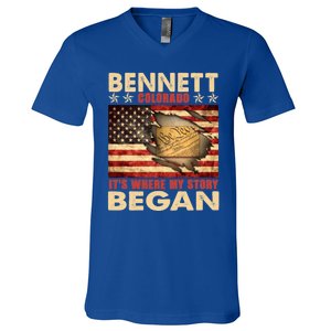 Bennett Colorado Usa Flag Independence Day Great Gift V-Neck T-Shirt