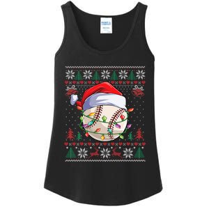 Baseball Christmas Ugly Sweater Funny Santa Sport Ladies Essential Tank