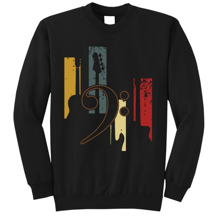 Bass Clef Vintage Bass Guitar Players Music Vintage Guitar Sweatshirt