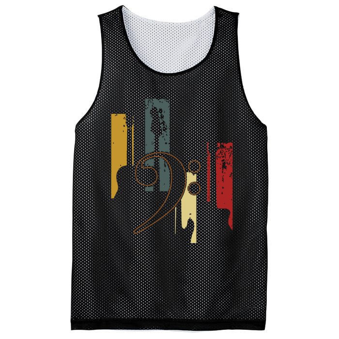 Bass Clef Vintage Bass Guitar Players Music Vintage Guitar Mesh Reversible Basketball Jersey Tank