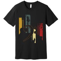 Bass Clef Vintage Bass Guitar Players Music Vintage Guitar Premium T-Shirt