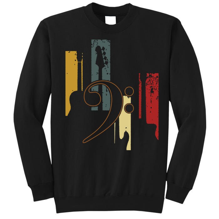 Bass Clef Vintage Bass Guitar Players Music Vintage Guitar Tall Sweatshirt