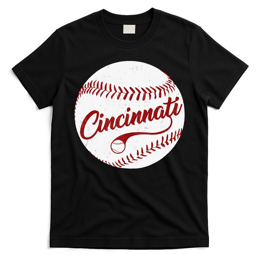 Baseball Cincinnati Vintage Ball Red Seam National Pastime T-Shirt