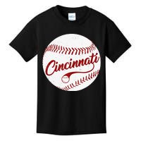 Baseball Cincinnati Vintage Ball Red Seam National Pastime Kids T-Shirt