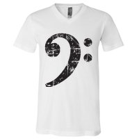 Bass Clef Vintage Black Bassist Bass Player V-Neck T-Shirt