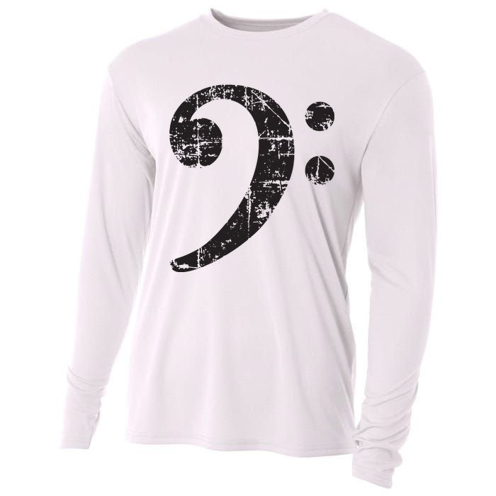 Bass Clef Vintage Black Bassist Bass Player Cooling Performance Long Sleeve Crew