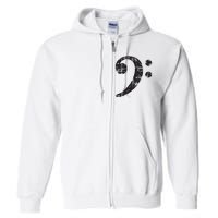 Bass Clef Vintage Black Bassist Bass Player Full Zip Hoodie