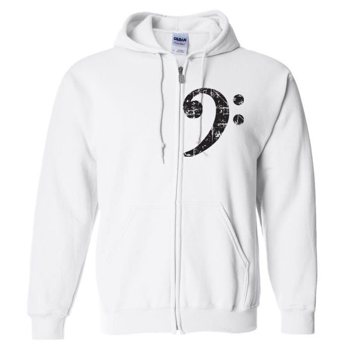 Bass Clef Vintage Black Bassist Bass Player Full Zip Hoodie