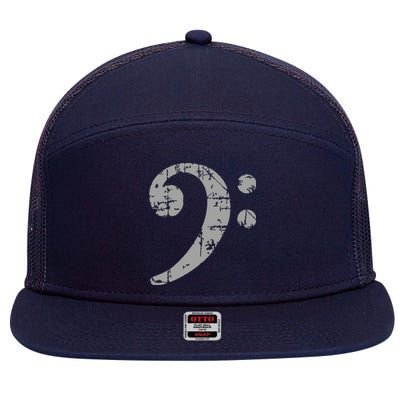 Bass Clef Vintage Gray Bass Players 7 Panel Mesh Trucker Snapback Hat