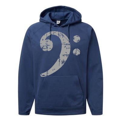 Bass Clef Vintage Gray Bass Players Performance Fleece Hoodie