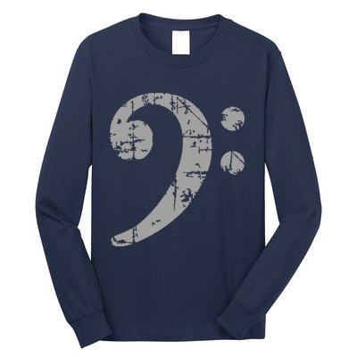 Bass Clef Vintage Gray Bass Players Long Sleeve Shirt