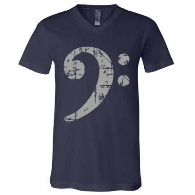 Bass Clef Vintage Gray Bass Players V-Neck T-Shirt